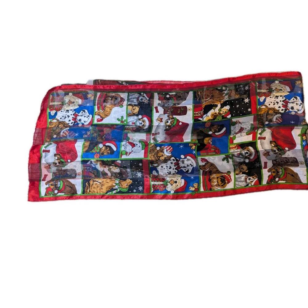 Lavar En Lavadora Scarf Dogs Pups Red‎ Christmas, Holiday 57x13 Sliky